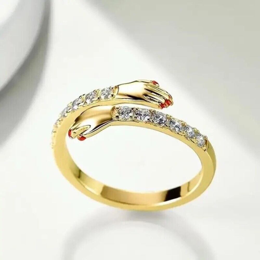 Embracing Hands Adjustable Ring